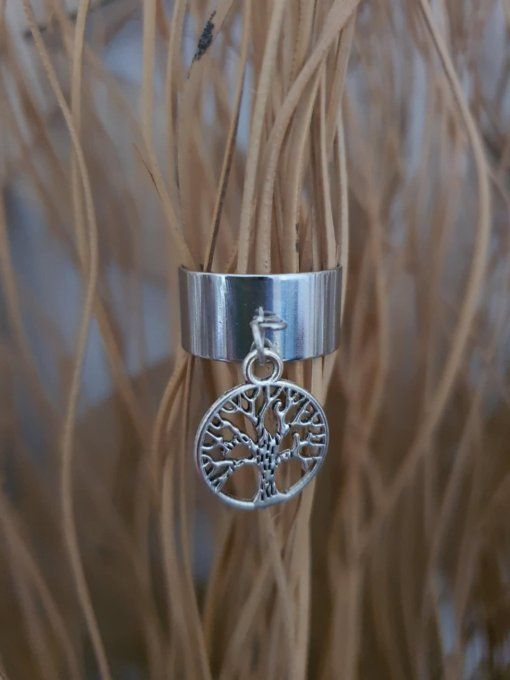 Bague estampille Arbre de vie (réglable acier inoxydable)