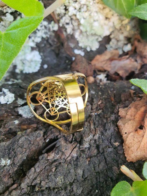 Bague cube METATRON (réglable plaqué or)