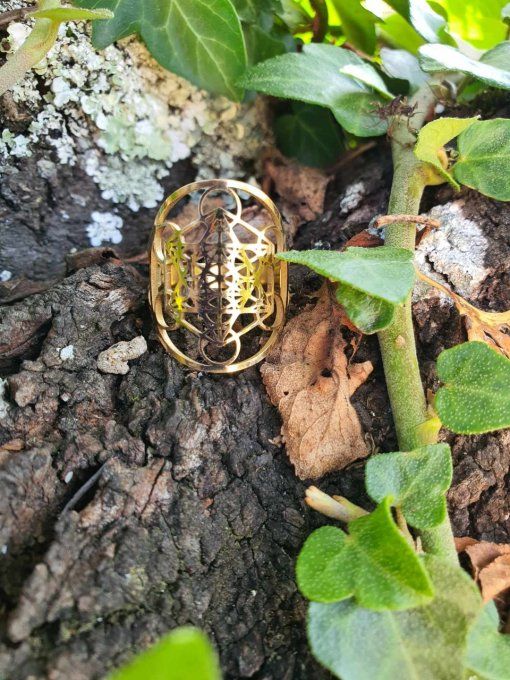 Bague cube METATRON (réglable plaqué or)