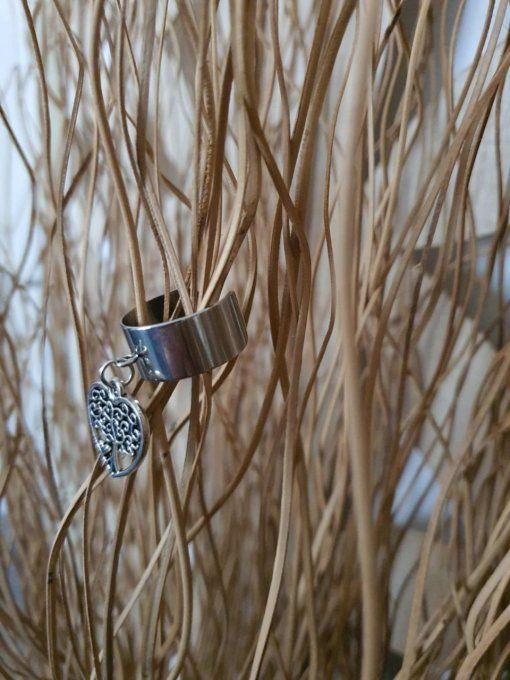 Bague estampille Arbre de vie (réglable acier inoxydable)