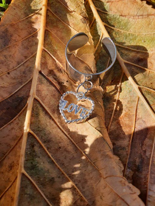 Bague estampille Love (réglable acier inoxydable)