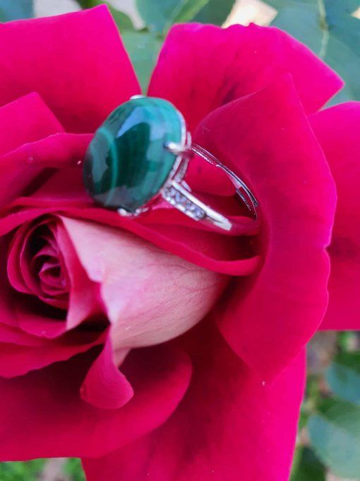 Bague laiton Malachite (Congo AA)