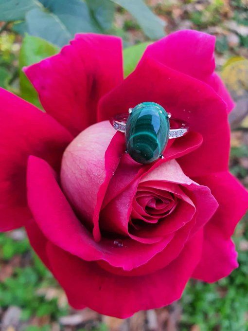 Bague laiton Malachite (Congo AA)