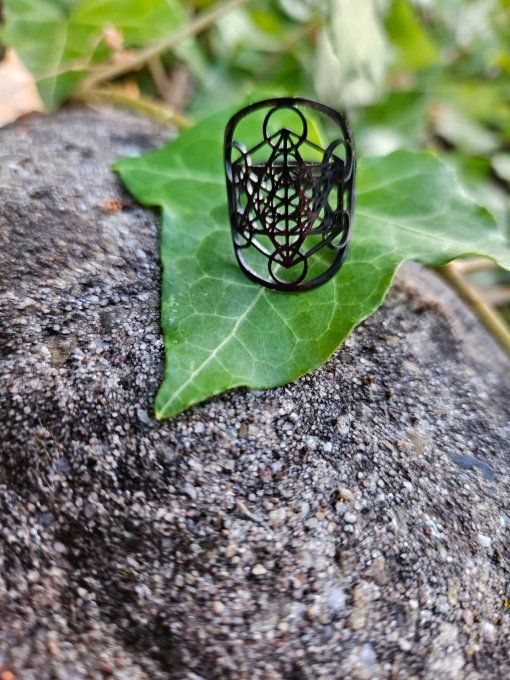 Bague cube METATRON (réglable plaqué or)