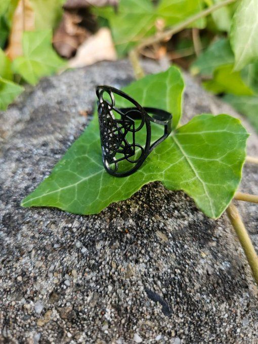 Bague cube METATRON (réglable plaqué or)