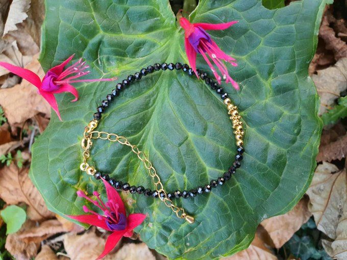 Bracelet Aléa doré Spinelle noire (Thaïlande AA)