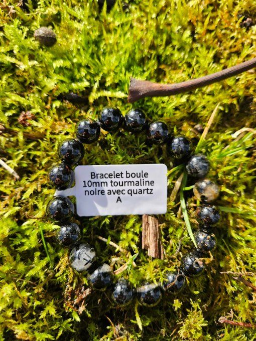 Tourmaline noire avec Quartz (Brésil A boules 10mm)
