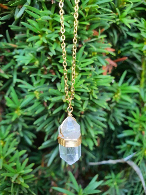 Collier Boho doré Cristal de Roche (Brésil A)