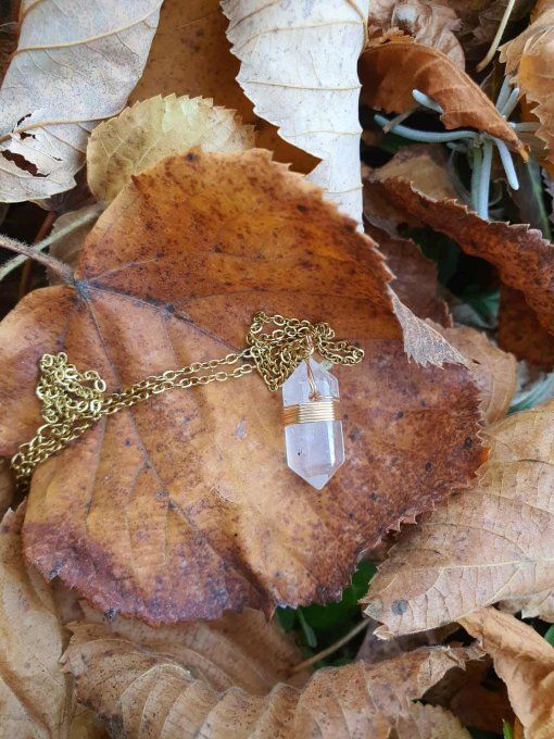 Collier Boho doré Cristal de Roche (Brésil A)