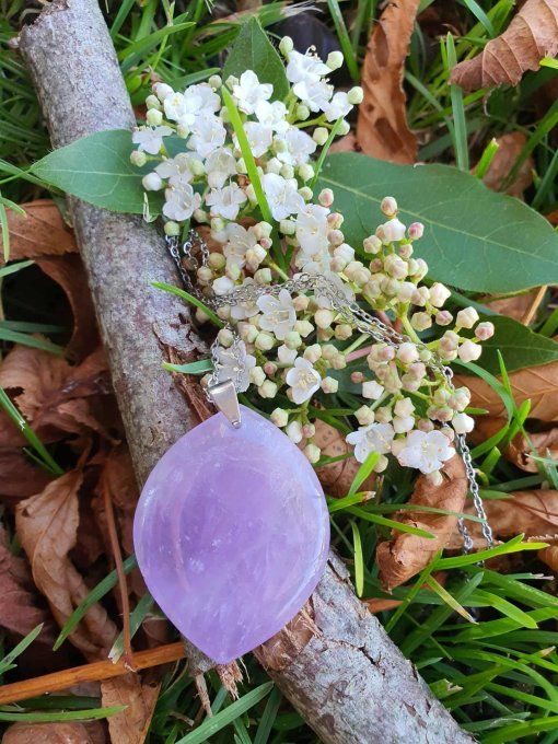 Pendentif pierre plate Améthyste 