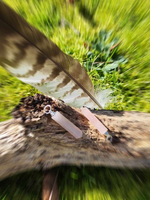 Pendentif pointe Quartz rose  (Brésil A)