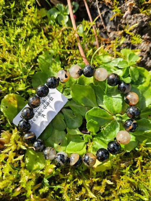 Tourmaline noire avec quartz (Brésil A boules 8mm)
